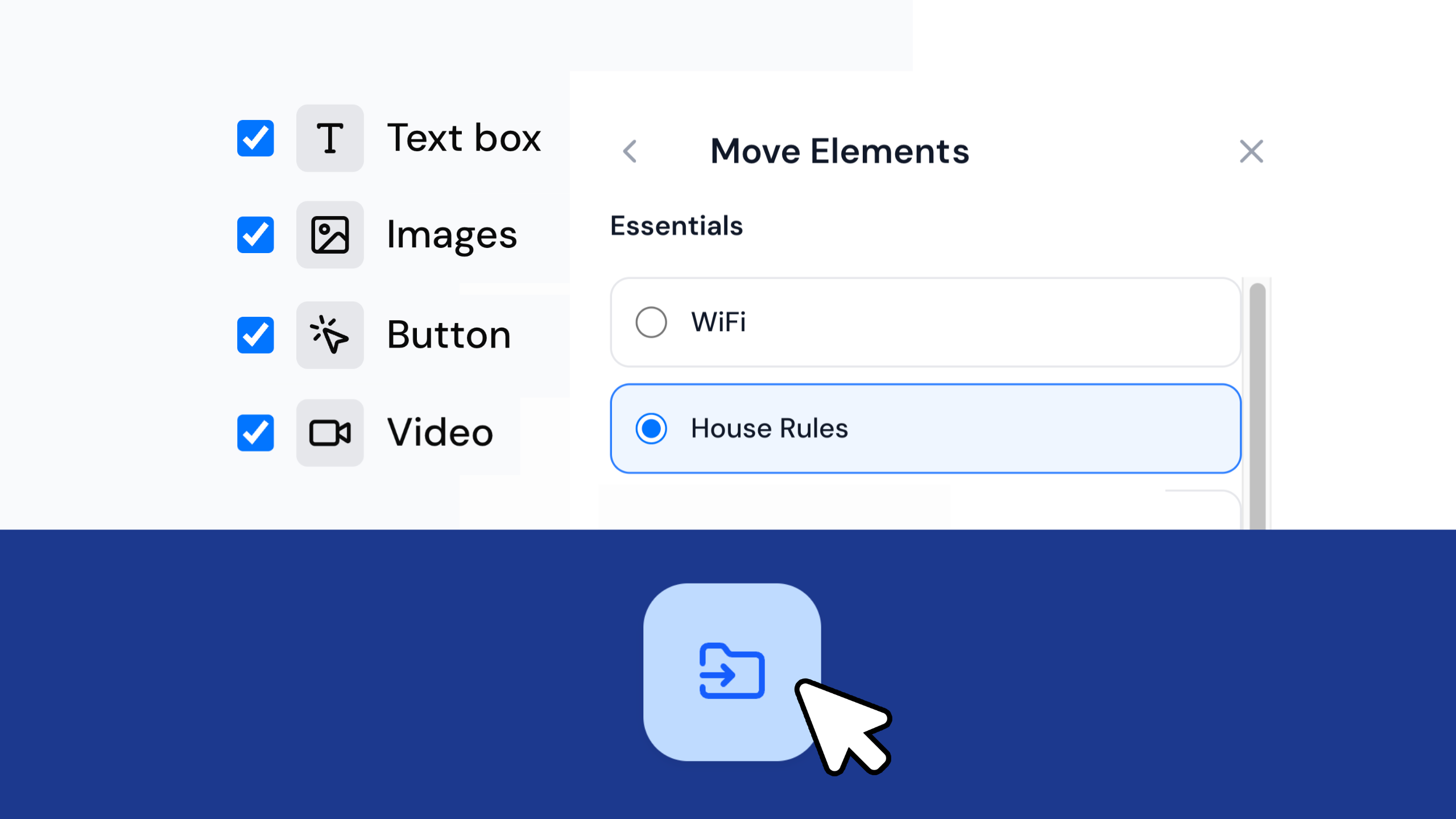 Move elements to a different section of the guidebook