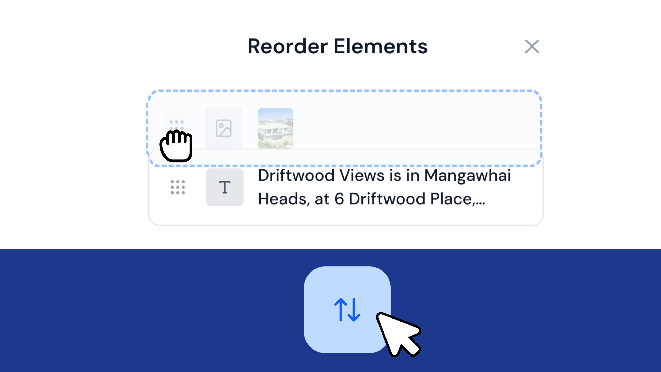 Reorder elements within a guidebook section